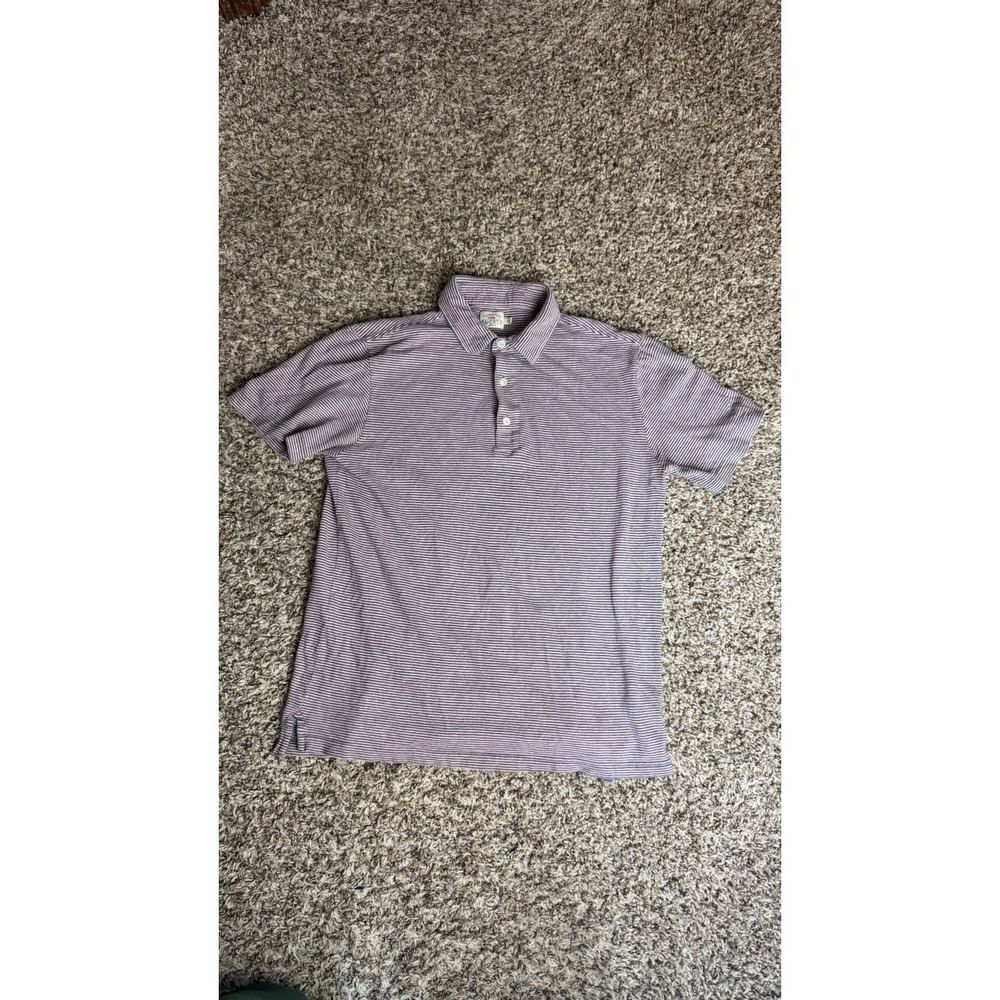 Faherty Polo Shirt Mens Small Blue/Pink Striped Pocket 100% Cotton Short Sleeve - Picture 2 of 6